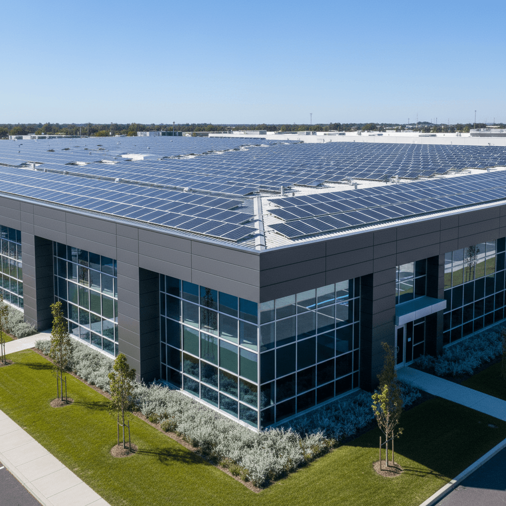 Commercial solar installation on business facility