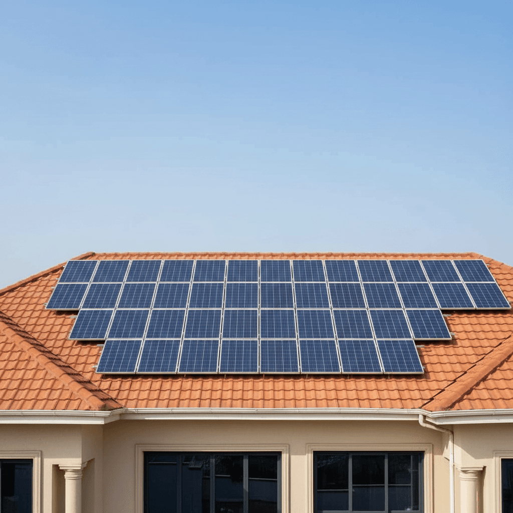 Completed residential solar panel system