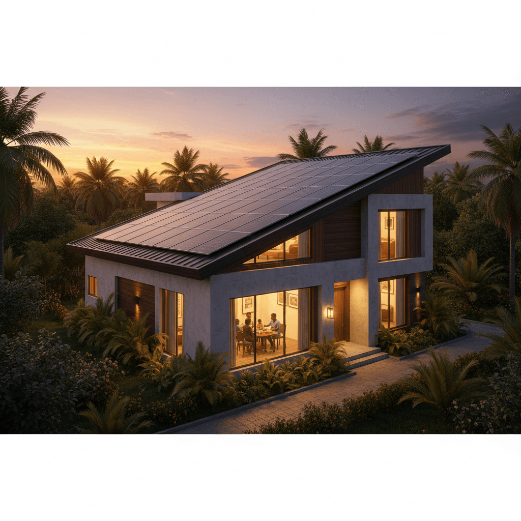 Modern home powered by solar energy system