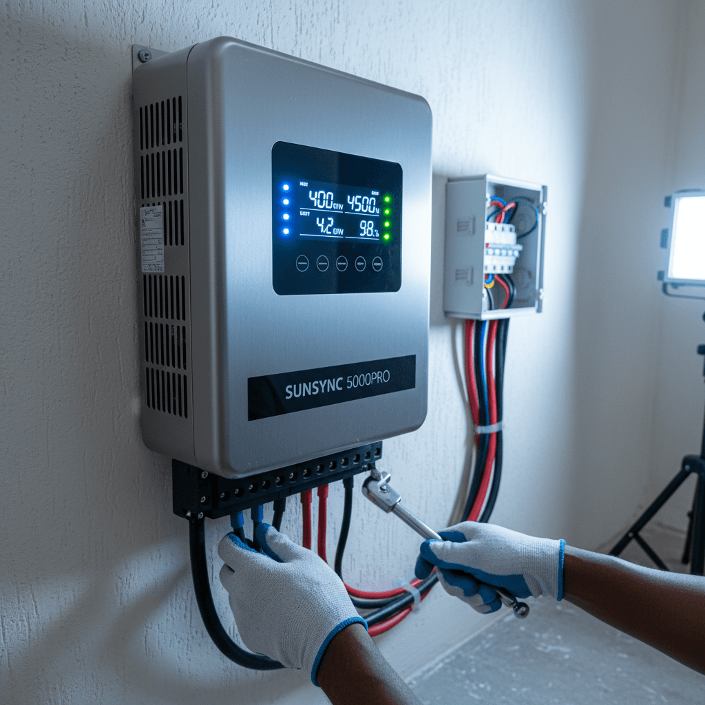 Modern solar inverter system installation