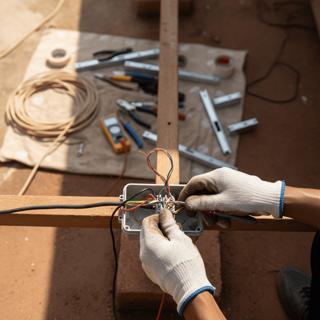 Solar electrical connections and wiring work