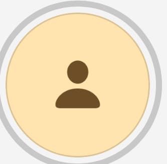 Brown silhouette of a person centered in a light beige circle with grey borders.